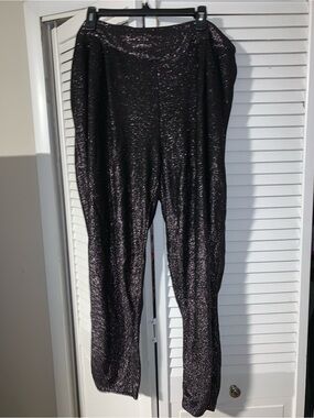 Simply Be Plus Size Women’s Silver Glitter Knit Barrel Leg Pants
